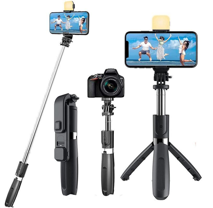 Extendable 3-in-1 Selfie Stick Tripod with Bluetooth Remote and Flash